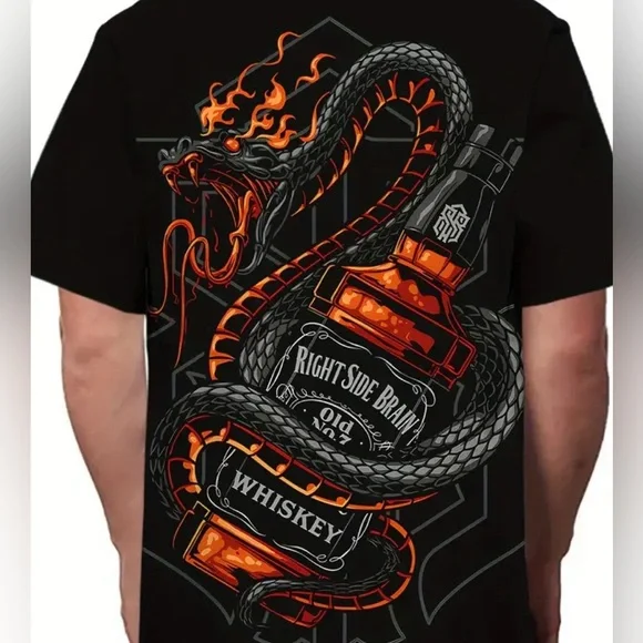 New Right Side Whiskey Snake Design Tee  Size Large. - Picture 2 of 9